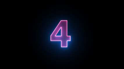 Glowing neon number 4