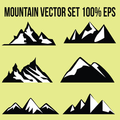 6 Mountain silhouette, set of rocky mountain silhouette. bundle vector design