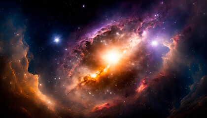 Fototapeta premium 宇宙空間の中に広がる星雲