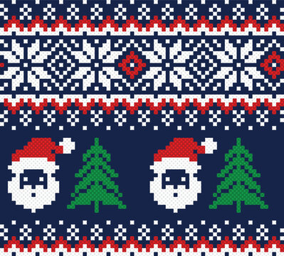 seamless pattern with christmas. tribal pattern. local fabric pattern. pixel pattern. cross stitch	