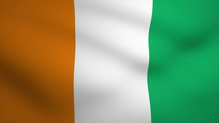 Cote d'Ivoire Waving Flag Background Animation. Looping seamless 3D animation. Motion Graphic - Powered by Adobe