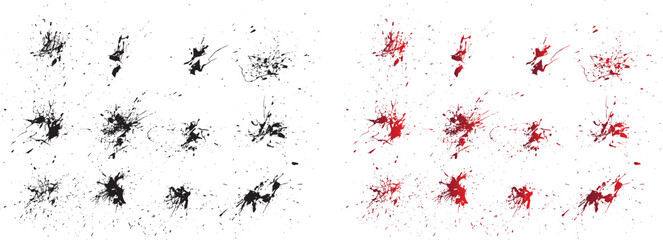 Isolated black illustration splatter vector drawing set