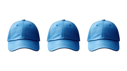 Set of Blue Baseball Caps Isolated on Transparent or White Background, PNG