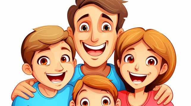 Happy family smiling together with children