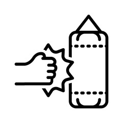 Black line icon for Punching bag