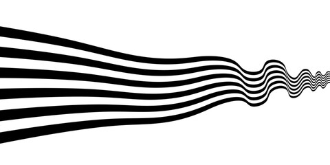 Black on white abstract perspective line stripes with 3d dimensional effect isolated on white background. vector eps 10