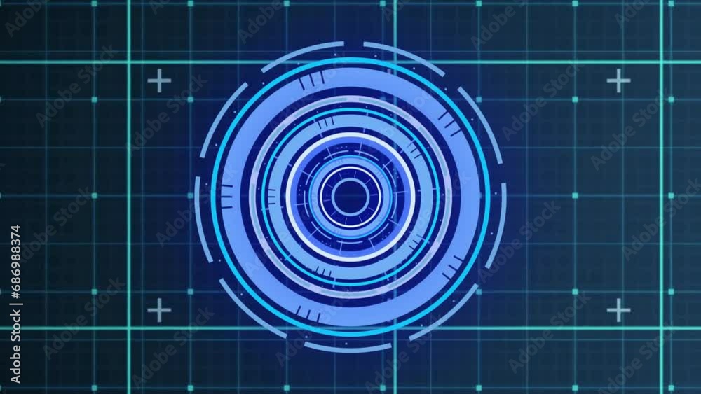 Poster animation of scope scanning over data processing on dark background