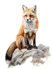 Fototapeta premium Red fox portrait, intense gaze, wildlife animal, majestic creature, isolated on white, natural elegance