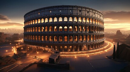 
Immortalize the iconic grandeur of the Colosseum, its imposing structure echoing the gladiatorial battles and public spectacles