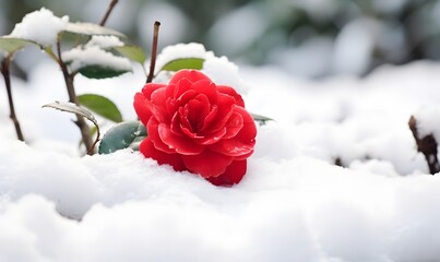 Camellia on a snowy day, Generative AI