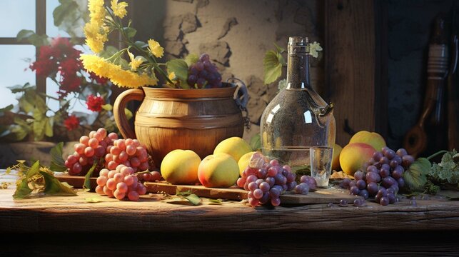 Paint a landscape or still life that emphasizes the textures of different objects and surfaces.
