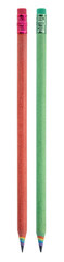 Red and Green Colored Pencils Made by Recycled Paper. Environmentally friendly stationary supplies