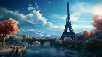 Photograph an iconic landmark, such as the Eiffel Tower - obrazy, fototapety, plakaty