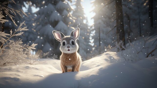 Photograph the playful excitement of woodland creatures venturing out into the winter wonderland, their tracks in the snow hinting at their playful antics and survival instincts