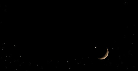 Sky Ramadan Moon Crescent Star Night Dark Black Background Eid Islam Arabian Kareem Mubarak Ramazan...