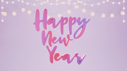 3D Mery Christmas and Happy New Year calligraphy greeting card background.