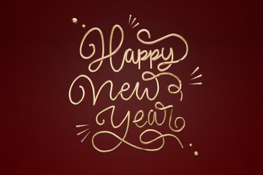 3D Mery Christmas and Happy New Year calligraphy greeting card background.
