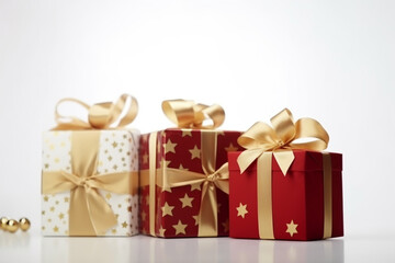 christmas gifts boxes on white background