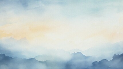 watercolor painting of abstract ocean horizon sunset background template