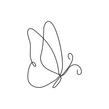 Butterfly  single continuous one line out line vector art  drawing  and tattoo design