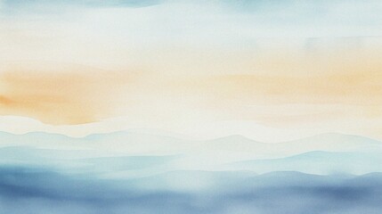 watercolor painting of abstract ocean horizon sunset background template