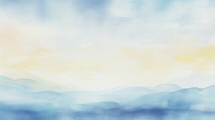 watercolor painting of abstract ocean horizon sunset background template