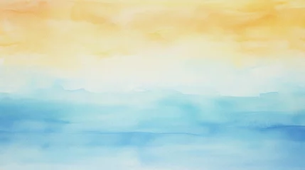 Fototapeten watercolor painting of abstract ocean horizon sunset background template © fledermausstudio