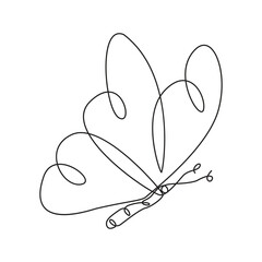 Butterfly  single continuous one line out line vector art  drawing  and tattoo design