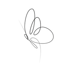 Butterfly  single continuous one line out line vector art  drawing  and tattoo design