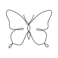 Butterfly  single continuous one line out line vector art  drawing  and tattoo design