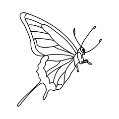 Butterfly  single continuous one line out line vector art  drawing  and tattoo design