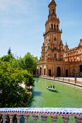 Obraz premium Panoramic view of Plaza de Espana in Seville, Andalusia, Spain