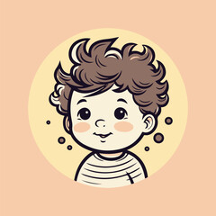 cute toddler hair style icon illustration