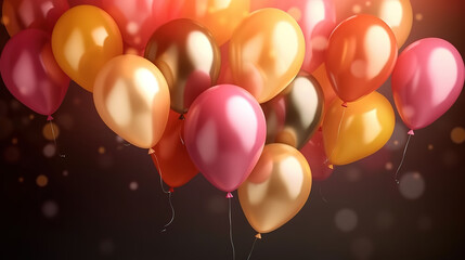 Balloon isolated on colorful background. Birthday vector banner. Gift realistic flyer. Generative Ai