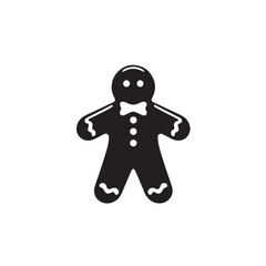 Christmas gingerbread man silhouette in a charming woodland scene black vector gingerbread man silhouette
