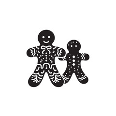 Christmas gingerbread man silhouette with a playful and joyful vibe black vector gingerbread man silhouette
