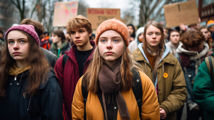 teenagers marching in a protest