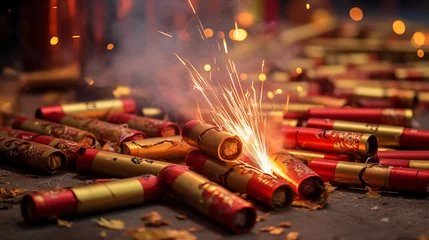Poster close up of firecrackers on the floor © Cavan