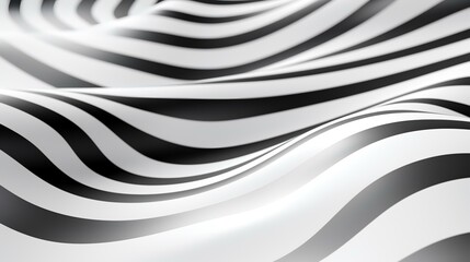 3d rendering of black and white wavy stripes background. 3d illustration