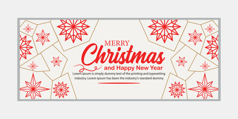 Merry Christmas banner and Happy New Year banner, social media cover and web banner, Merry Christmas design for greeting card,  Vector Merry Xmas snow flake header, Christmas banner or wallpaper 
