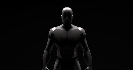 Fototapeta na wymiar robot over black background made in 3d with blender