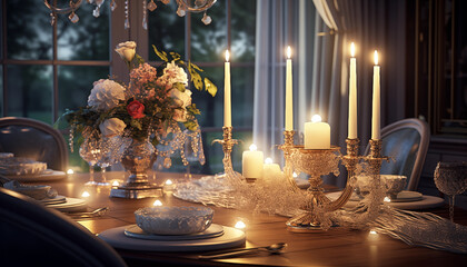 Romantic Candlelit Dinner Generative AI