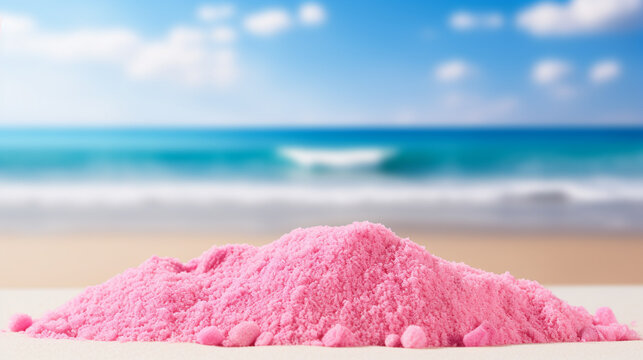 pink towel on the beach HD 8K wallpaper Stock Photographic Image 
