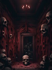 Obraz na płótnie Canvas room full of skulls made with ai