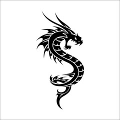 Monochrome Might. Black and White Vector Art of a Dragon