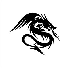 Monochrome Might. Black and White Vector Art of a Dragon