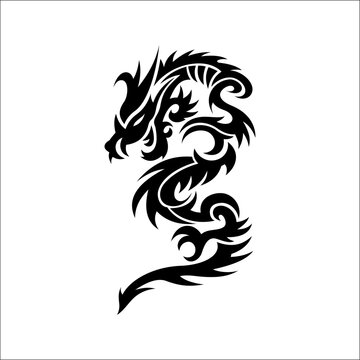 Monochrome Might. Black and White Vector Art of a Dragon