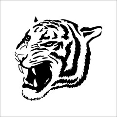Realism Touch Striking Black and White Tiger Tattoo Design