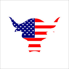 Abstract Artistry. American Bull with Stars and Stripes in Vector Graphic Design