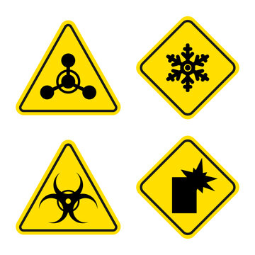 Danger Warning Attention With Different Types and Shapes. Vector Illustration Set.